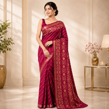 Elegant woman in maroon saree